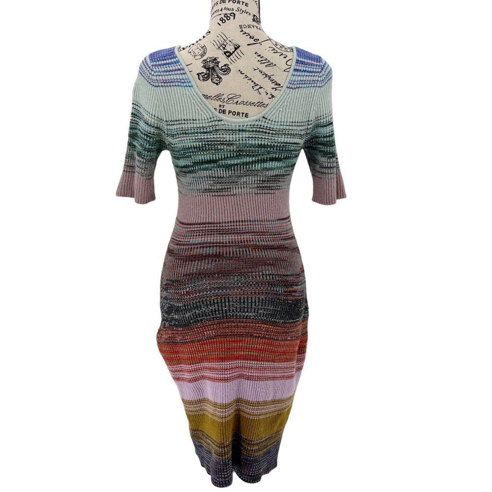 Anthropologie Womens Space Dyed Knit Scoop Neck Midi Dress Size Small Petite - Picture 4 of 10